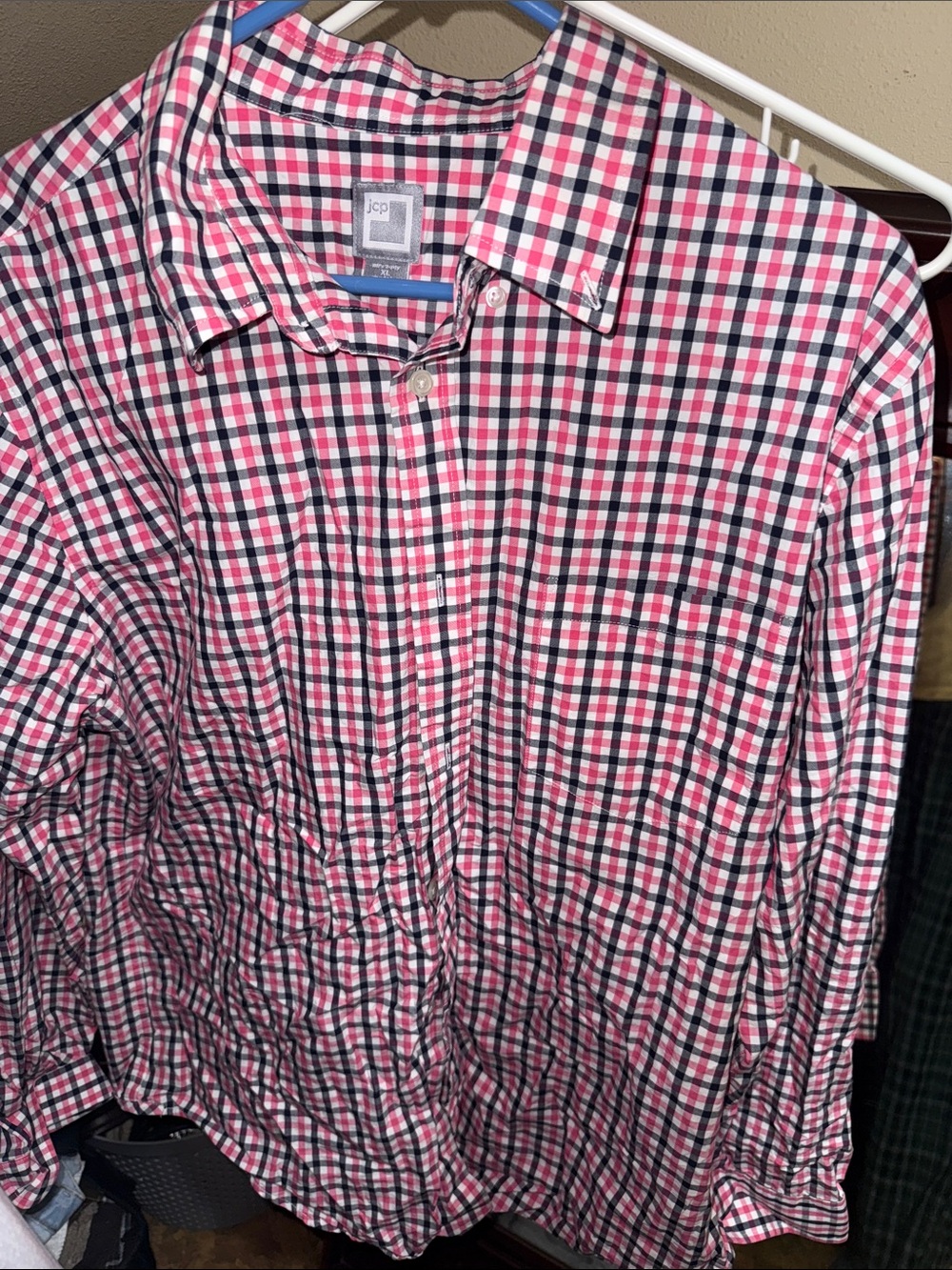 jcpenney Men’s Pink and Black Check Casual Button-Down Shirt